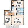 ウィルモア西梶尾 2LDKの間取り