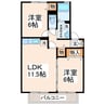 ウィルモア西梶尾 2LDKの間取り