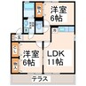 ラフォーレ光 2LDKの間取り