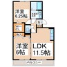 コトー鹿子木 2LDKの間取り