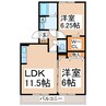 コトー鹿子木 2LDKの間取り