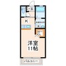 サンレーベン黒髪 1Kの間取り