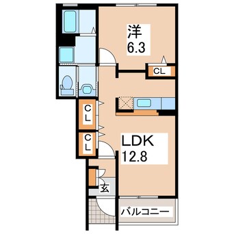 間取図 産交バス（熊本市）/渡鹿 徒歩4分 1階 築16年