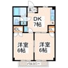 コスモスハイツ 2DKの間取り
