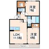 エスターブレ 2LDKの間取り