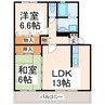 花の木二番館 2LDKの間取り