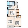 グローリーラビーンＡ 2DKの間取り