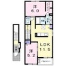 産交バス（熊本市）/新南部 徒歩4分 2階 築7年 2LDKの間取り