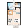 レスポワールTSURU 1LDKの間取り