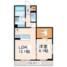 マーレ京町 1LDKの間取り