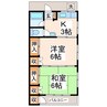 古閑アパート(黒髪1丁目) 2Kの間取り