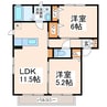 サクラージュⅡ 2LDKの間取り