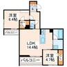 シャーメゾン妙体寺町　伴 2LDKの間取り