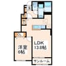 グランディール楡木　Ⅰ・Ⅱ 1LDKの間取り