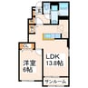 グランディール楡木　Ⅰ・Ⅱ 1LDKの間取り
