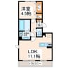 フェリジエ 1LDKの間取り