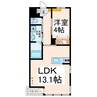 フローラハイツ飛田 1LDKの間取り