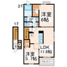 サンリット　Ⅰ・Ⅱ 2LDKの間取り