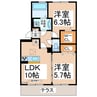 産交バス（熊本市）/植木五両 徒歩3分 1階 築7年 2LDKの間取り