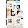 セブンリーフクローバー 2LDKの間取り
