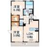 セブンリーフクローバー 2LDKの間取り