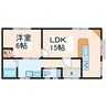第12三共新町ハイツ 1LDKの間取り