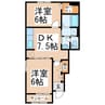 ソレイユオオサキⅡ・Ⅲ 2DKの間取り