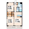 リバーサイドカメリア 2LDKの間取り