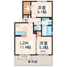 リアンG 2LDKの間取り