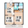 くろかみハイツ 2DKの間取り