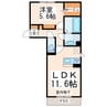 セカンドテラス 1LDKの間取り