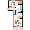 セカンドテラス 1LDKの間取り