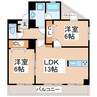 坪井セントラルパーク飛鳥 2LDKの間取り