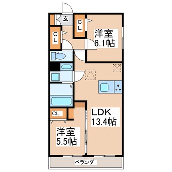 間取図 熊本電気鉄道藤崎線/亀井駅 徒歩4分 1階 築2年