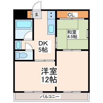 間取図 熊本電気鉄道藤崎線/藤崎宮前駅 徒歩5分 4階 築37年