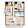エムズマンション熊本北 2DKの間取り