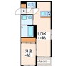 坪井6丁目新築アパート 1LDKの間取り