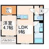 グランソレイユ坪井 1LDKの間取り