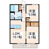 リバ・ラフォーレ・ヒロ 2LDKの間取り