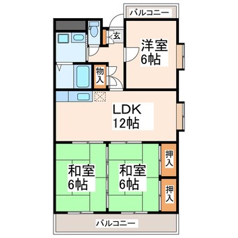 間取図 産交バス（熊本市）/新南部入口 徒歩4分 3階 築32年