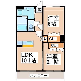 間取図 熊本市営バス/建山入口 徒歩10分 1階 築17年