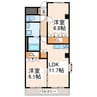 産交バス（熊本市周辺）/二里木 徒歩7分 3階 築11年 2LDKの間取り