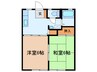 両毛線/岩舟駅 車移動 1階 築36年 2DKの間取り