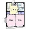 エルディムサンフェバー 2DKの間取り