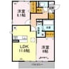 シティハウス高萩3 2LDKの間取り