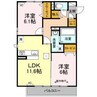 シティハウス高萩3 2LDKの間取り