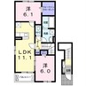 JPサックス 2LDKの間取り