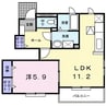 ミルト 1LDKの間取り