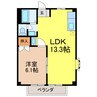 コリーヌⅠ番館 2DKの間取り