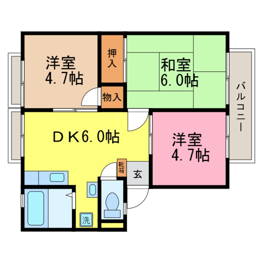 間取図 湖西線/大津京駅 徒歩7分 2階 築31年